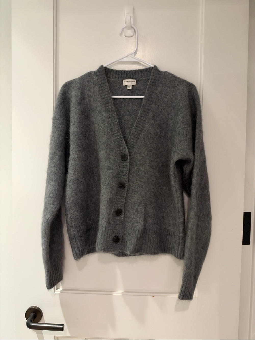 Club Monaco cashmere Heather Gray V-Neck Button Cardigan